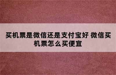 买机票是微信还是支付宝好 微信买机票怎么买便宜